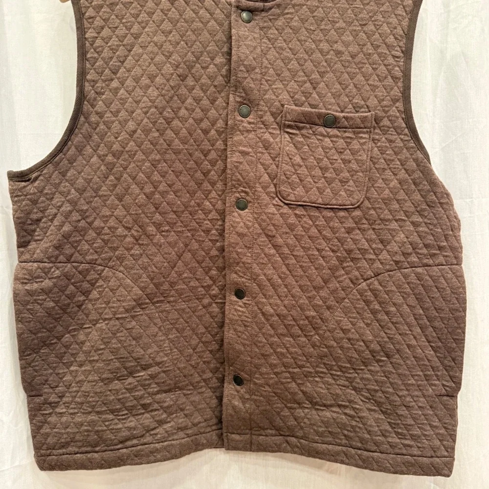 Pendleton Brown Quilted Diamond‎ Pattern Vest Snap Front Pocketed Collarless L